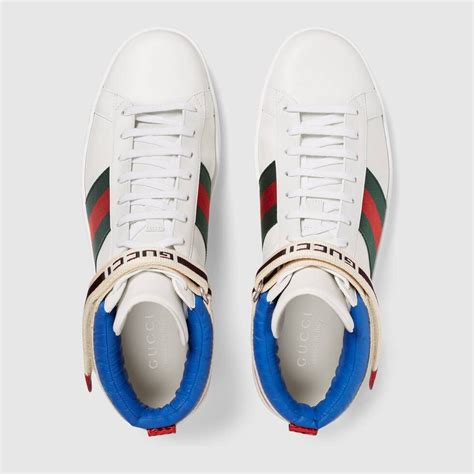 gucci stripe ace high top|gucci ace tennis shoes.